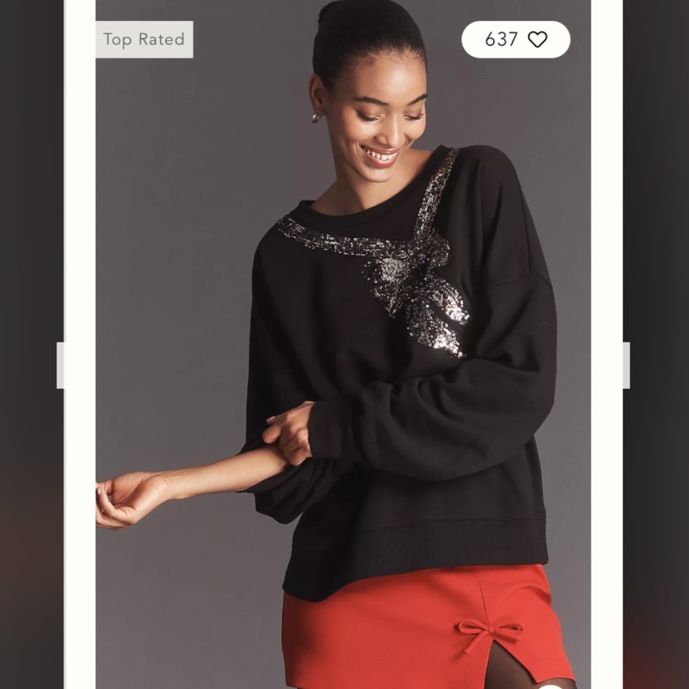 Maeve Sequin Bow Sweatshirt